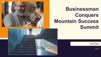 Businessman Conquers Mountain Success Summit PPT PowerPoint AT