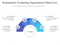 Businessman envisioning organizational reach icon infographic template