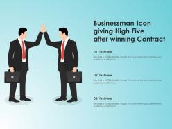 Businessman icon giving high five after winning contract