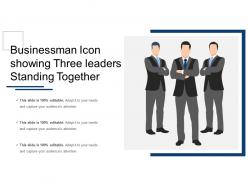 Businessman icon showing three leaders standing together