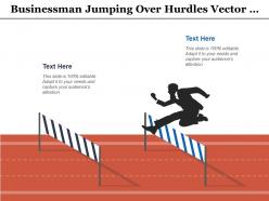 Businessman Jumping Over Hurdles Vector Illustration
