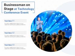 Businessman on stage at technology conference event