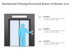 Businessman pressing downward button of elevator icon