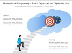Businessman progressing to reach organizational objectives icon
