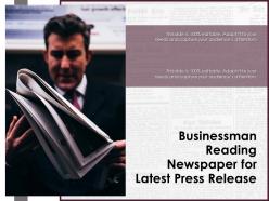 Businessman reading newspaper for latest press release