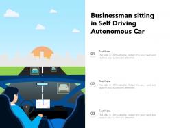 Businessman sitting in self driving autonomous car