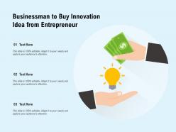 Businessman to buy innovation idea from entrepreneur