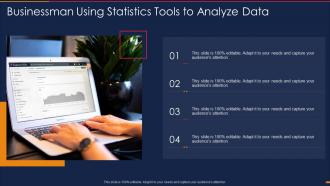 Businessman using statistics tools to analyze data