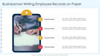 Businessman Writing Employee Records On Paper