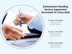 Businessmen reading service agreement document to close deal