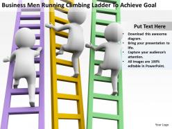 Businessmen running climbing ladder to achieve goal ppt graphics icons powerpoint