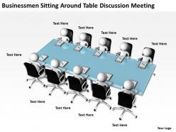 Businessmen sitting around table discussion meeting ppt graphic icon