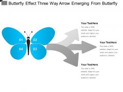 Butterfly effect three way arrow emerging from butterfly