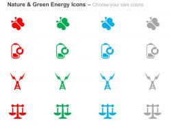 Butterfly power generation balance scale ppt icons graphics