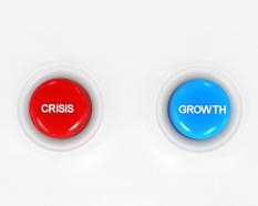 Buttons for showing crisis and growth stock photo