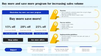 Buy More And Save More Program For Increasing Streamlined Sales Plan Mkt Ss V