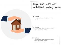 Buyer and seller icon with hand holding house