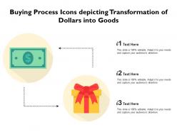 Buying Process Icons Depicting Transformation Of Dollars Into Goods