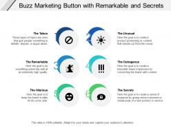 Buzz marketing button with remarkable and secrets