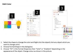 Bv four staged colored puzzle with bulb flat powerpoint design