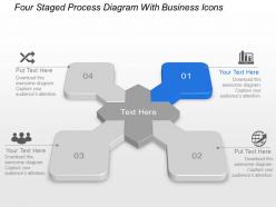Bv four staged process diagram with business icons powerpoint template slide