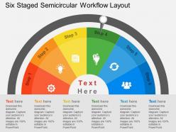 Bv six staged semicircular workflow layout flat powerpoint design