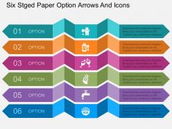 Bv six stged paper option arrows and icons flat powerpoint design