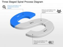 Bv three staged spiral process diagram powerpoint template