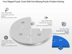 Bw four staged puzzle circle with one missing puzzle problem solving powerpoint template slide