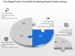 Bw four staged puzzle circle with one missing puzzle problem solving powerpoint template slide