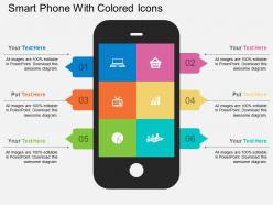 Bw smart phone with colored icons flat powerpoint design
