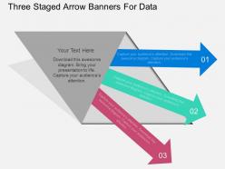 Bw three staged arrow banners for data flat powerpoint design