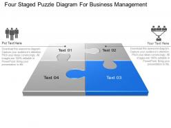 Bx four staged puzzle diagram for business management powerpoint template slide