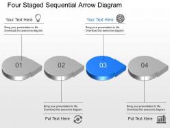 By four staged sequential arrow diagram powerpoint template slide