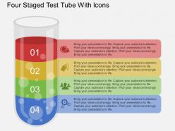 By four staged test tube with icons flat powerpoint design