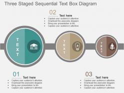 By three staged sequential text box diagram flat powerpoint design