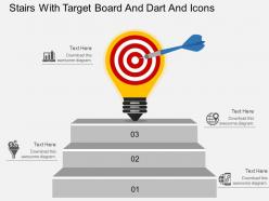 Bz stairs with target board and dart and icons flat powerpoint design