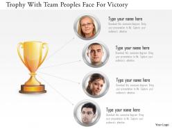 Bz trophy with team peoples face for victory powerpoint template