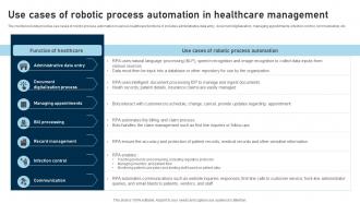 C105 Use Cases Of Robotic Process Automation In Healthcare Management RPA Adoption Strategy