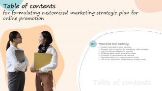C27 Formulating Customized Marketing Strategic Plan For Online Promotion Table Of Contents