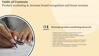 C54 Product Marketing To Increase Brand Recognition And Boost Revenue Table Of Contents