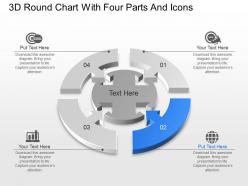 Ca 3d round chart with four parts and icons powerpoint template