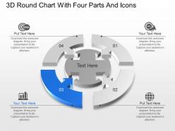 Ca 3d round chart with four parts and icons powerpoint template