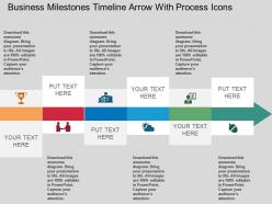 Ca Business Milestones Timeline Arrow With Process Icons Flat Powerpoint Design