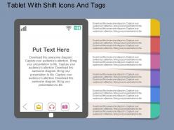 Ca tablet with shift icons and tags flat powerpoint design