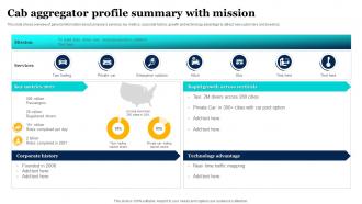 Cab Aggregator Profile Summary With Mission