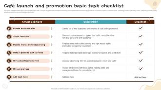 Cafe Launch And Promotion Basic Task Checklist