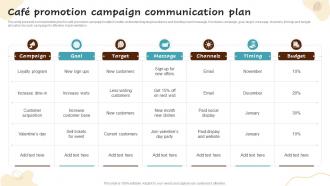Cafe Promotion Campaign Communication Plan