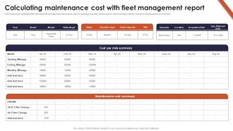 Calculating Maintenance Cost With Fleet Management Report