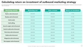 Calculating Return On Investment Of Outbound Digital And Traditional Marketing Strategies MKT SS V